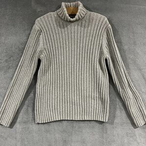 EXPRESS VTG Y2K Turtleneck Thick Ribbed Sweater Heavy 2000s Knit Cotton Sz Large